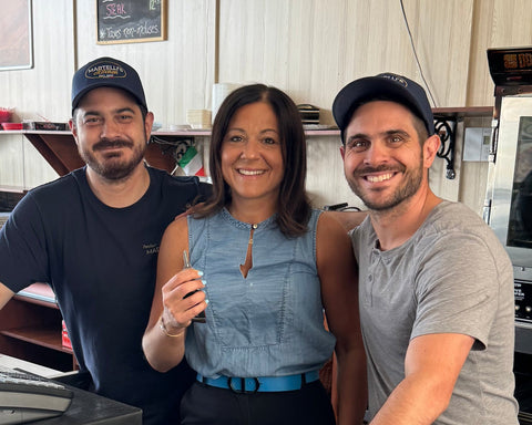 Steven, Connie and Frankie getting the keys to the Bistro